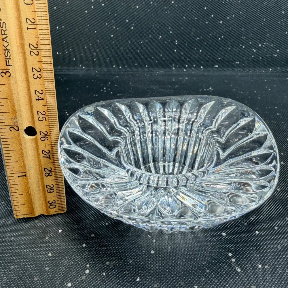 Vintage Sweden Crystal Glass Petal Votive Trilliant Trinket Dish Candle Holder